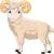 طرح گرافیکی کودکانه گوسفند و قوچ با مزه کارتونی زرد و کرم رنگ ایستاده وکتور EPS لایه باز با لایه بندی حرفه ای
