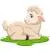 طرح گرافیکی کودکانه گوسفند و قوچ با مزه کارتونی زرد و کرم رنگ نشسته وکتور EPS لایه باز با لایه بندی حرفه ای