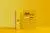 موکاپ کتاب ایستاده از زاویه روبرو فایل PSD لایه باز با رنگ زمینه زرد به همراه لایه بندی حرفه ای