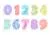 وکتور EPS لایه باز کالکشن اعداد انگلیسی به صورت طرح دار با رنگ های مختلف پاستلی