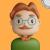 فایل PSD فتوشاپ کاراکتر سه بعدی مردی عینکی با سبیل و پیراهن سبز و پاپیون نارنجی به صورت لایه باز