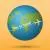 وکتور EPS لایه باز طرح گرافیکی هواپیما بر روی کره زمین مناسب بنر یا پوستر یا تبلیغ آژانس هواپیمایی 21980