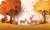 وکتور هنری پاییز به سبک کاغذی منظره پاییزی با خانواده آهوها در جنگل، درختان و برگ های زیبا پاییزی فایل EPS لایه باز 21943