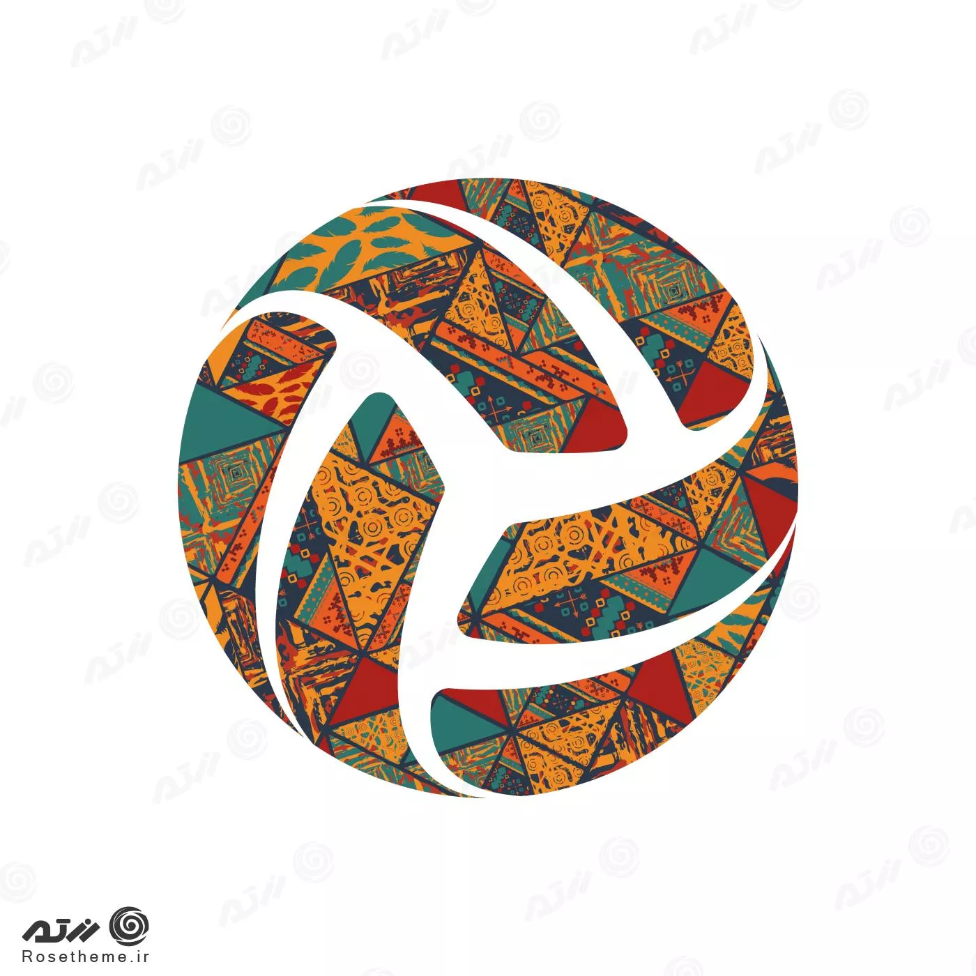 وکتور رایگان EPS والیبال شامل توپ والیبال به شکل رنگی به صورت لایه باز 24410