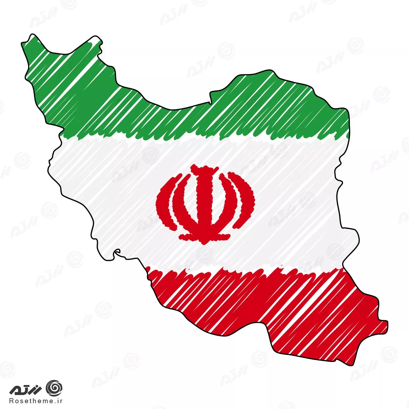 وکتور EPS لایه باز پرچم ایران در نقشه ایران 24357