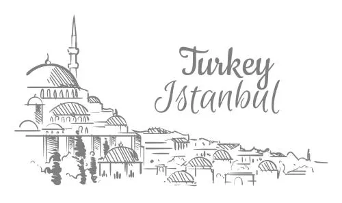 وکتور EPS شهر استانبول به صورت نقاشی شده شامل مسجد و خانه ها به صورت لایه باز 24359