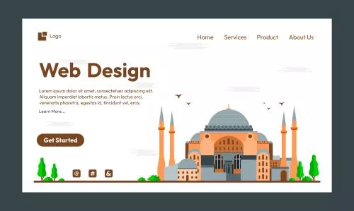 وکتور EPS شهر استانبول شامل مسجد مناسب لندینگ پیج یا بنر وبسایت به صورت لایه باز 24367