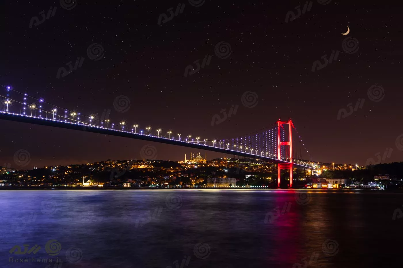عکس JPG باکیفیت شهر استانبول شامل پل بغاز در شب 24383