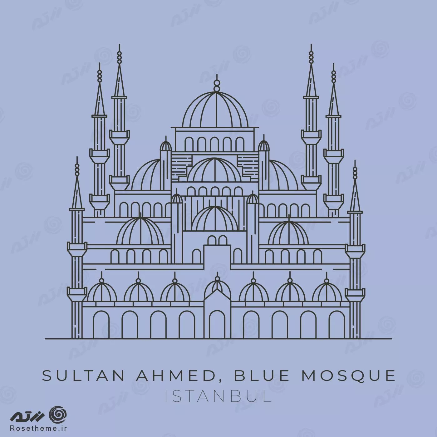 وکتور EPS شهر استانبول شامل مسجد سلطان احمد به صورت لایه باز 24390