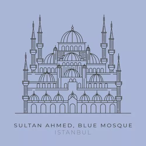 وکتور EPS شهر استانبول شامل مسجد سلطان احمد به صورت لایه باز 24390
