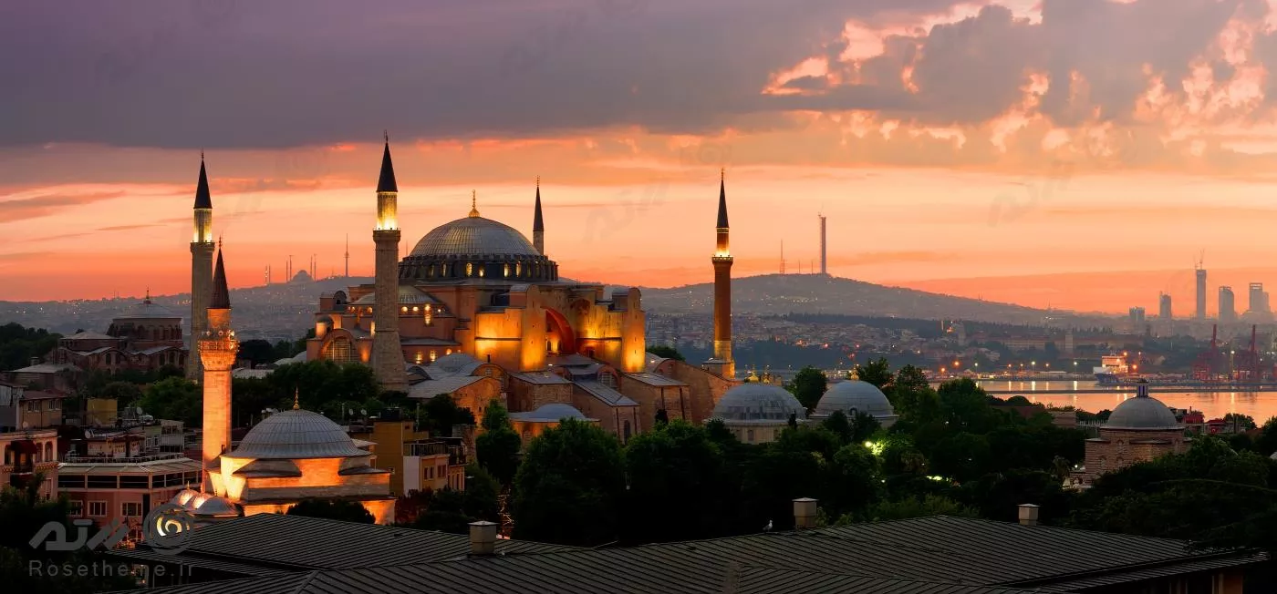 عکس JPG باکیفیت شهر استانبول شامل مسجد و غروب 24396