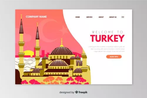 وکتور Ai و EPS شهر استانبول شامل مسجد مناسب لندینگ پیج وبسایت به صورت لایه باز 24399