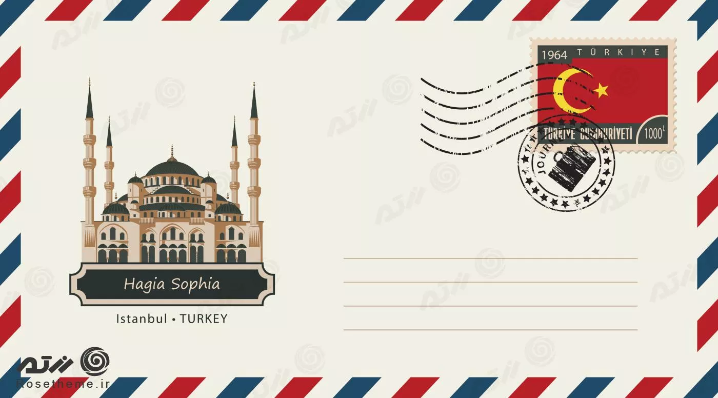 وکتور EPS شهر استانبول به شکل پاکت نامه به صورت لایه باز 24403