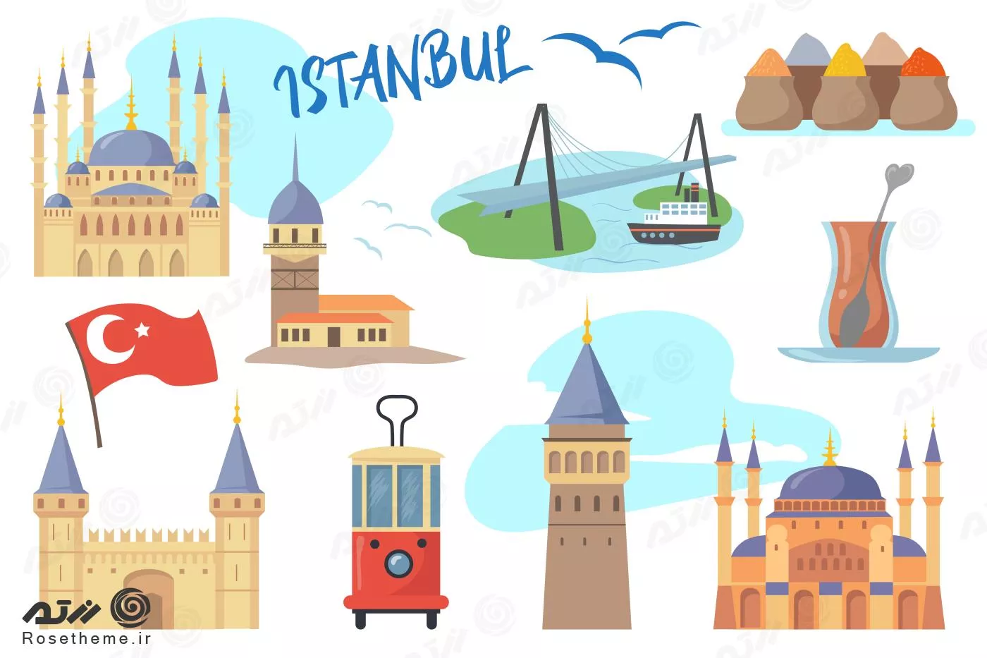 وکتور EPS شهر استانبول شامل المان های این شهر به صورت لایه باز 24405