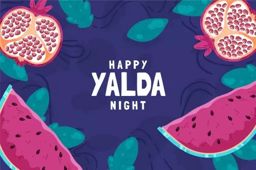 وکتور EPS و Ai مناسب شب یلدا شامل انار و هندوانه به صورت لایه باز 24494