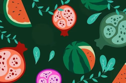 وکتور رایگان EPS و Ai مناسب شب یلدا شامل انار و هندوانه به صورت لایه باز 24496