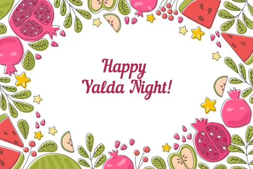 وکتور EPS و Ai مناسب شب یلدا شامل انار و هندوانه به صورت لایه باز 24506