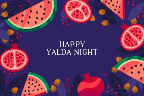 وکتور EPS و Ai تبریک شب یلدا شامل انار و هندوانه به صورت لایه باز 24451