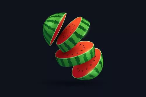 وکتور EPS و Ai هندوانه برش خورده مناسب شب یلدا به صورت لایه باز 24454