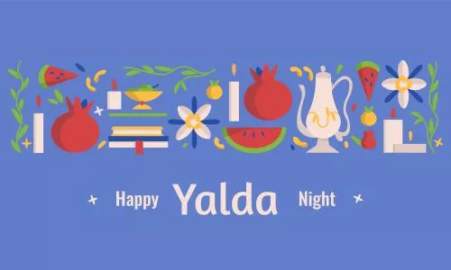 وکتور EPS تبریک شب یلدا شامل انار و هندوانه و شمع و کتاب و گل به صورت لایه باز  24463