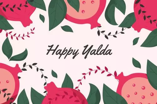 وکتور EPS و Ai تبریک شب یلدا شامل انار با پس زمینه صورتی روشن به صورت لایه باز  24487