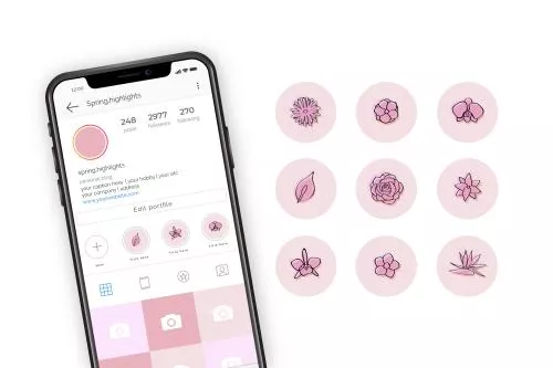 وکتور EPS و AI هایلایت استوری اینستاگرام با طرح گل دست‌ساز 26651