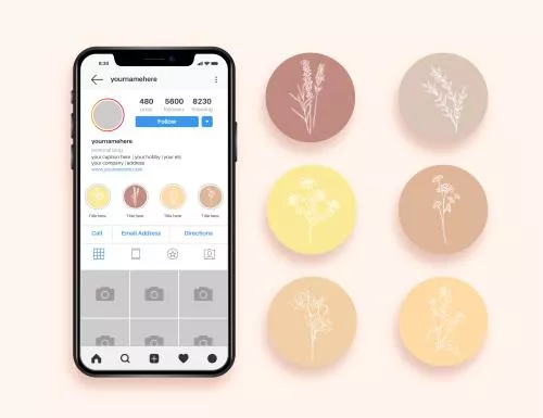 وکتور EPS و AI هایلایت استوری اینستاگرام با طرح گل‌های دست‌ساز 26652