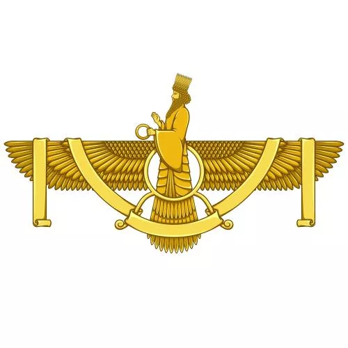 وکتور EPS دیسک خورشیدی بالدار زرتشتی با روبان 26549