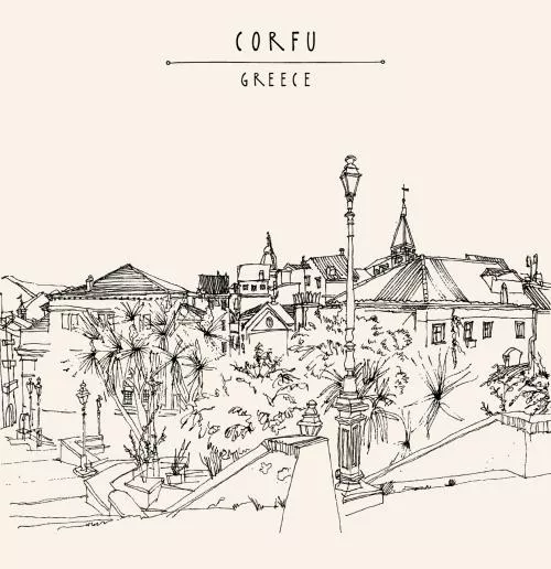 وکتور EPS طرح پس زمینه کورفو 26561