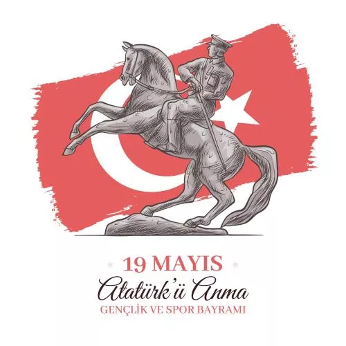 وکتور EPS و AI طرح آبرنگ دست‌کشیده ورزش جوانان روز بزرگداشت آتاتورک به همراه پرچم ترکیه 26571