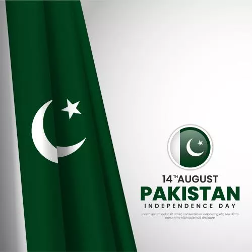 وکتور EPS قالب بنر روز استقلال پاکستان با فضای کپی و روبان با پرچم در حال اهتزاز 26600