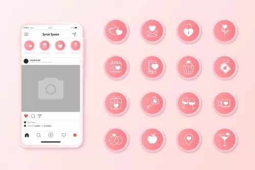 وکتور EPS و AI مجموعه هایلایت اینستاگرام گرادیان انتزاعی 26620