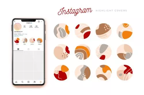 وکتور EPS و AI مجموعه هایلایت اینستاگرام انتزاعی 26621