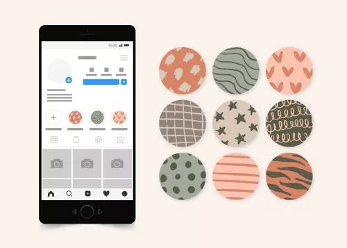 وکتور EPS و AI مجموعه هایلایت اینستاگرام انتزاعی دست‌ساز 26622