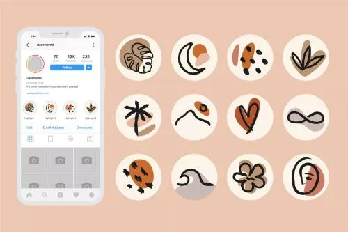 وکتور EPS و AI مجموعه هایلایت اینستاگرام انتزاعی 26625