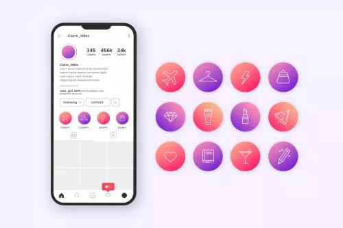 وکتور EPS و AI هایلایت اینستاگرام گرادیان 26628