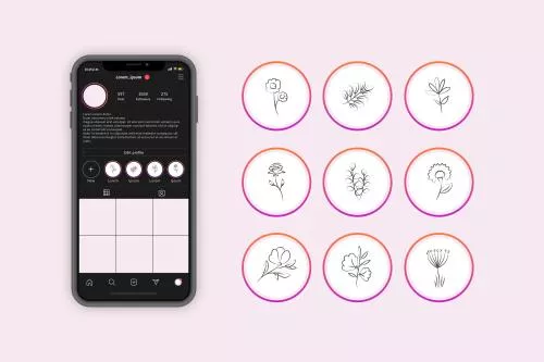 وکتور EPS و AI هایلایت دست‌ساز اینستاگرام  26634