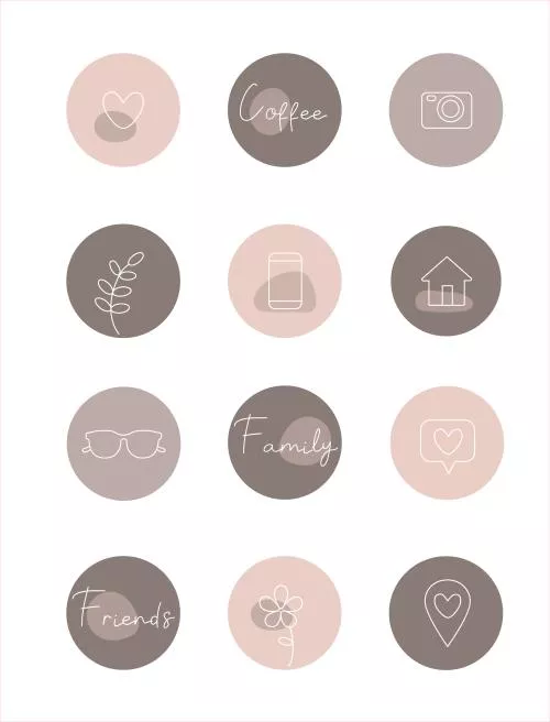 وکتور EPS مجموعه آیکون هایلایت با متن نقاشی شده برای استوری های اینستاگرام 26635