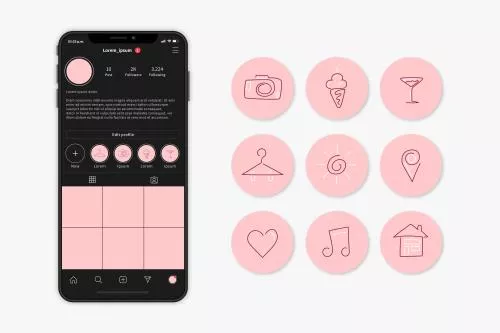 وکتور EPS و AI هایلایت اینستاگرام دست‌ساز 26637