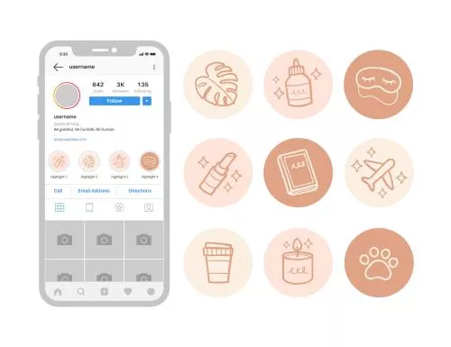 وکتور EPS و AI مجموعه هایلایت اینستاگرام دست‌ساز 26639