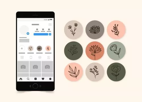 وکتور EPS و AI مجموعه هایلایت اینستاگرام دست‌ساز 26645