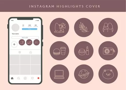 وکتور EPS هایلایت اینستاگرام دست‌ساز به سبک بوهمین 26647