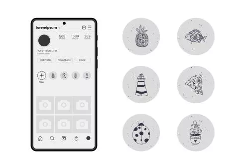 وکتور EPS و AI هایلایت های اینستاگرام دست‌ساز 26648