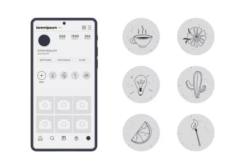 وکتور EPS و AI هایلایت های اینستاگرام دست‌ساز 26649