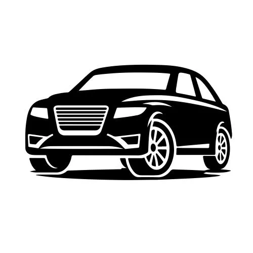 عکس با کیفیت تصویر وکتور طرح سیاه‌قلم آیکون لوگوی ماشین با پس‌زمینه سفید 26688