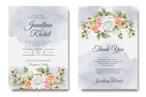 وکتور EPS قالب دعوتنامه عروسی گلدار رنگارنگ 26690