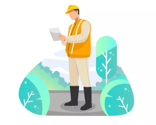 وکتور EPS تصویر برداری مسطح وکتور مهندس در حال تعمیر جاده - روز کارگر 26700