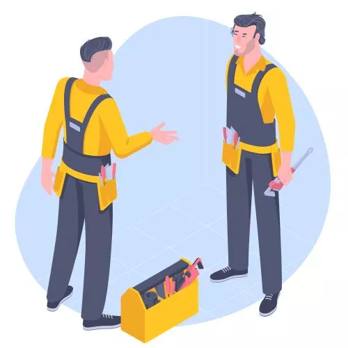 وکتور EPS طرح مفهومی ایزومتریک لوله‌کش به سبک فلت - روز کارگر 26703