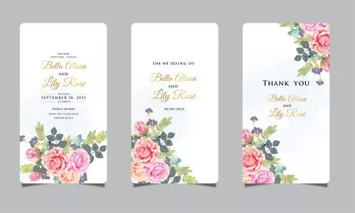 وکتور EPS طراحی کارت دعوت عروسی گلدار دست‌ساز 26705