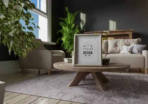 فایل PSD موکاپ PSD قاب پوستر اتاق نشیمن 26729